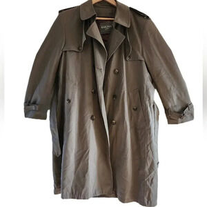 Oakton Ltd Men's Gray/Brown Long Trench Coat Belted in Size 42 Short